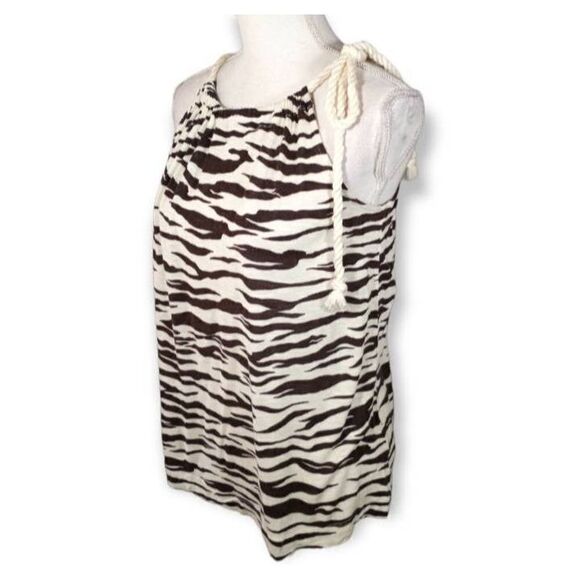 TWENTY ONE CREAM & BLACK ANIMAL-PRINT BLOUSE SZ.M EUC. - Picture 2 of 5